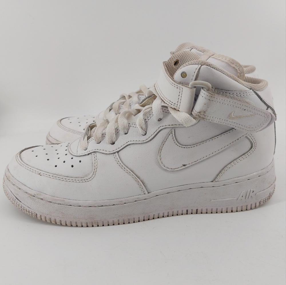 Nike Air Force 1 Mid Leather Trainers Triple White Women's 8.5 Youth 7